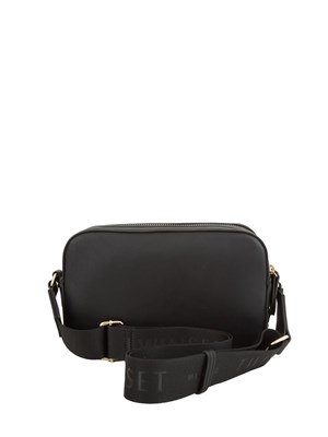 Borsa camera bag nera Twinset con tracolla tessuto e logo in DONNA