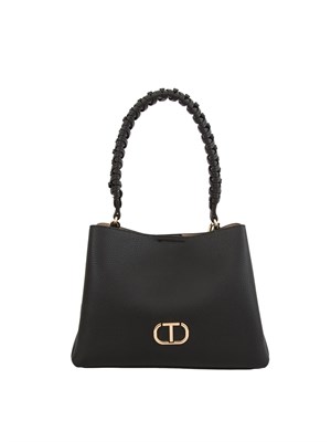 Borsa a spalla nera Twinset manico intrecciato in DONNA