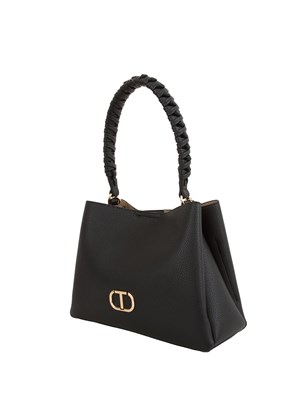 Borsa a spalla nera Twinset manico intrecciato in DONNA