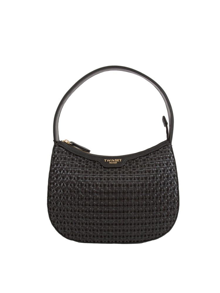 Borsa hobo nera Twinset lavorazione intrecciata