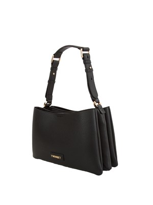 Borsa a spalla nera Twinset ecopelle martellata in DONNA