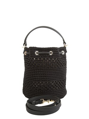 Borsa a secchiello nera Twinset in cotone crochet realizzata a mano in DONNA