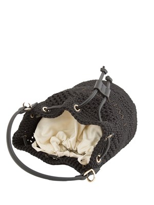 Borsa a secchiello nera Twinset in cotone crochet realizzata a mano in DONNA