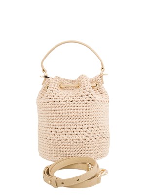 Borsa a secchiello naturale Twinset in cotone crochet realizzata a mano in DONNA