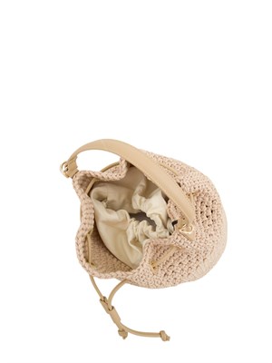 Borsa a secchiello naturale Twinset in cotone crochet realizzata a mano in DONNA