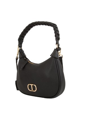 Borsa hobo nera Twinset manico intrecciato in DONNA