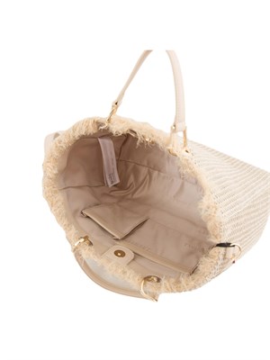 Borsa shopper beige Twinset effetto paglia con Oval T in DONNA