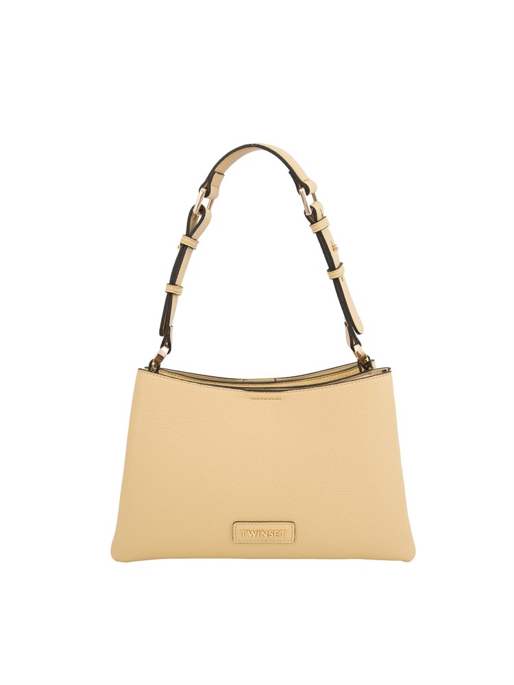 Borsa a spalla gialla Twinset ecopelle martellata