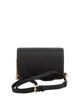 Borsa nera Twinset con patta e tracolla catena ed ecopelle in DONNA
