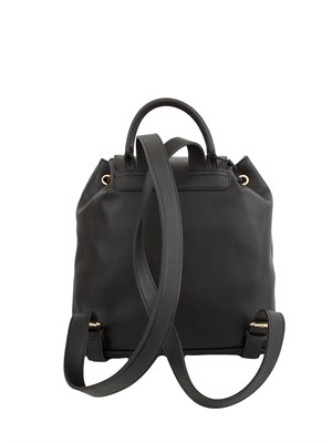 Zaino nero Twinset nappa liscia e logo su patta in DONNA