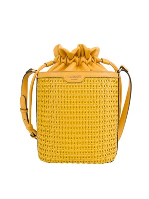 Borsa secchiello gialla Twinset lavorazione intrecciata in DONNA