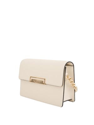 Borsa avorio Twinset con patta e tracolla catena ed ecopelle in DONNA