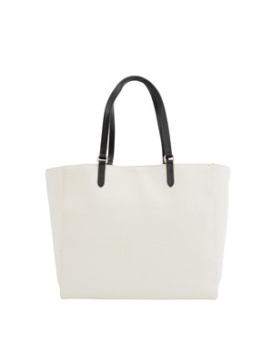 Borsa a spalla Twinset in canvas color naturale e ricamo logo lettering in DONNA
