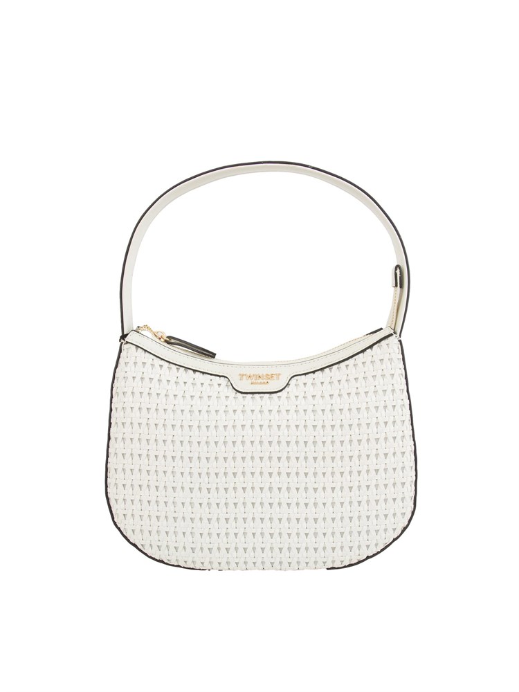 Borsa hobo bianca Twinset lavorazione intrecciata