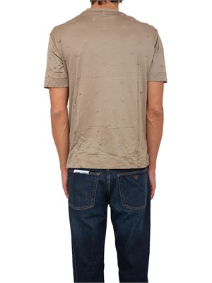 T-shirt uomo Emporio Armani in cotone tortora con logo aquila all-over in UOMO