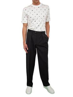 T-shirt uomo Emporio Armani in cotone avorio con logo aquila all-over in UOMO