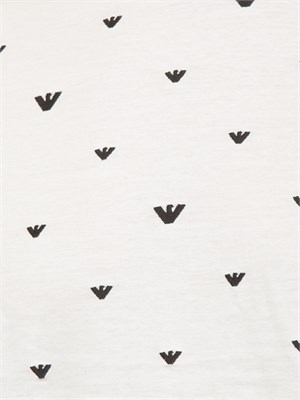 T-shirt uomo Emporio Armani in cotone avorio con logo aquila all-over in UOMO