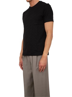 T-shirt nera uomo Emporio Armani in jersey mercerizzato jacquard eagle all over in UOMO