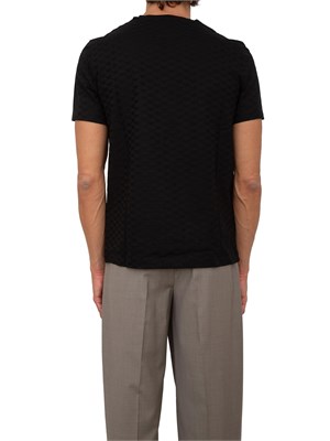T-shirt nera uomo Emporio Armani in jersey mercerizzato jacquard eagle all over in UOMO