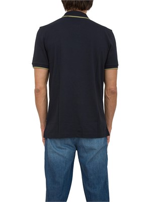 Polo Boss blu in piqué di cotone con logo in UOMO