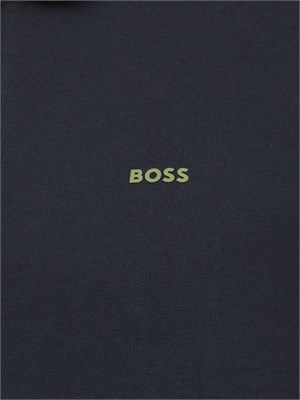Polo Boss blu in piqué di cotone con logo in UOMO