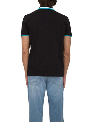 Polo nera Boss uomo in piqué di cotone con logo in UOMO