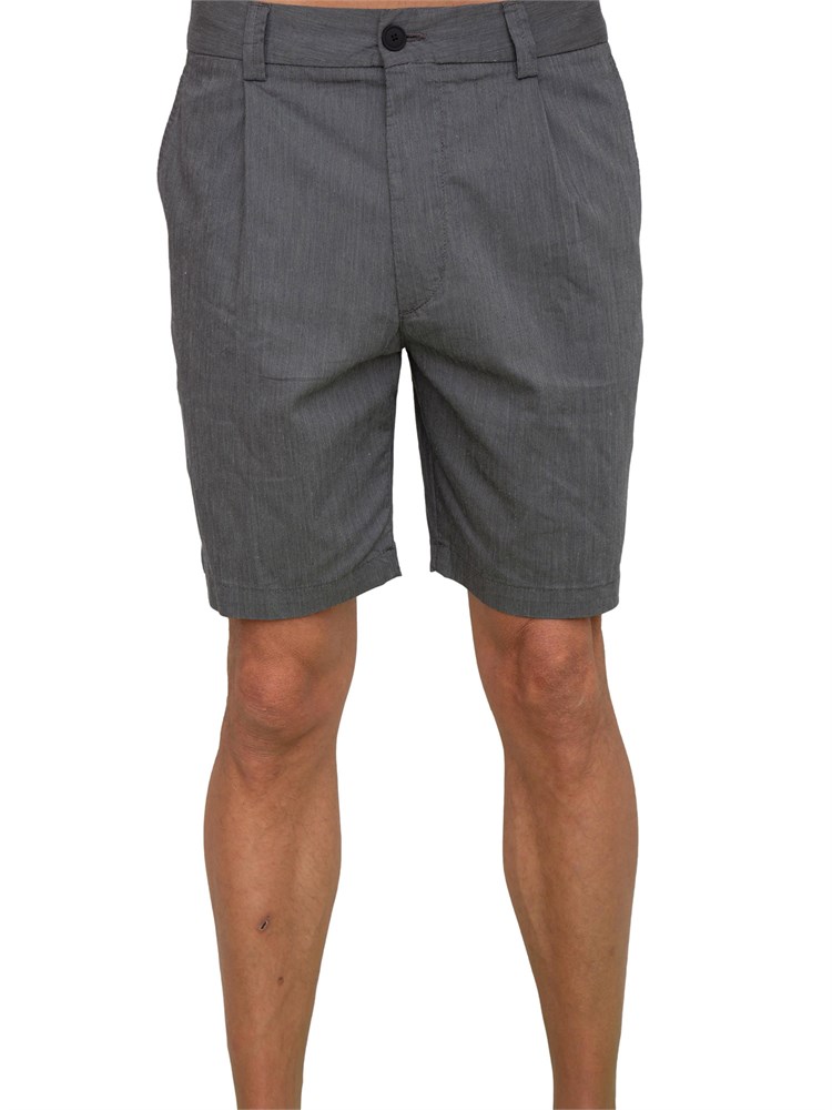 Bermuda Boss uomo in pregiato misto lino blu grigio