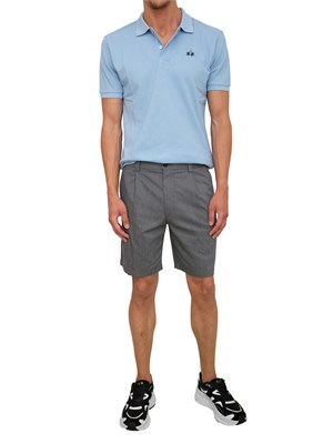 Bermuda Boss uomo in pregiato misto lino blu grigio in UOMO