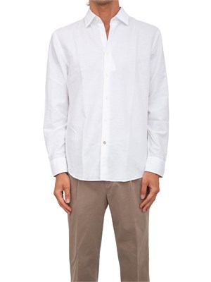 Camicia maniche lunghe Boss in misto lino e cotone bianco in UOMO