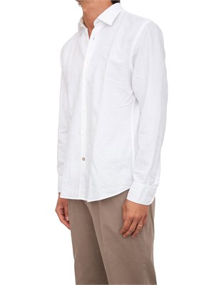 Camicia maniche lunghe Boss in misto lino e cotone bianco in UOMO
