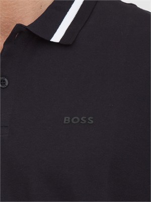 Polo blu Boss uomo in piqué di cotone con logo in UOMO