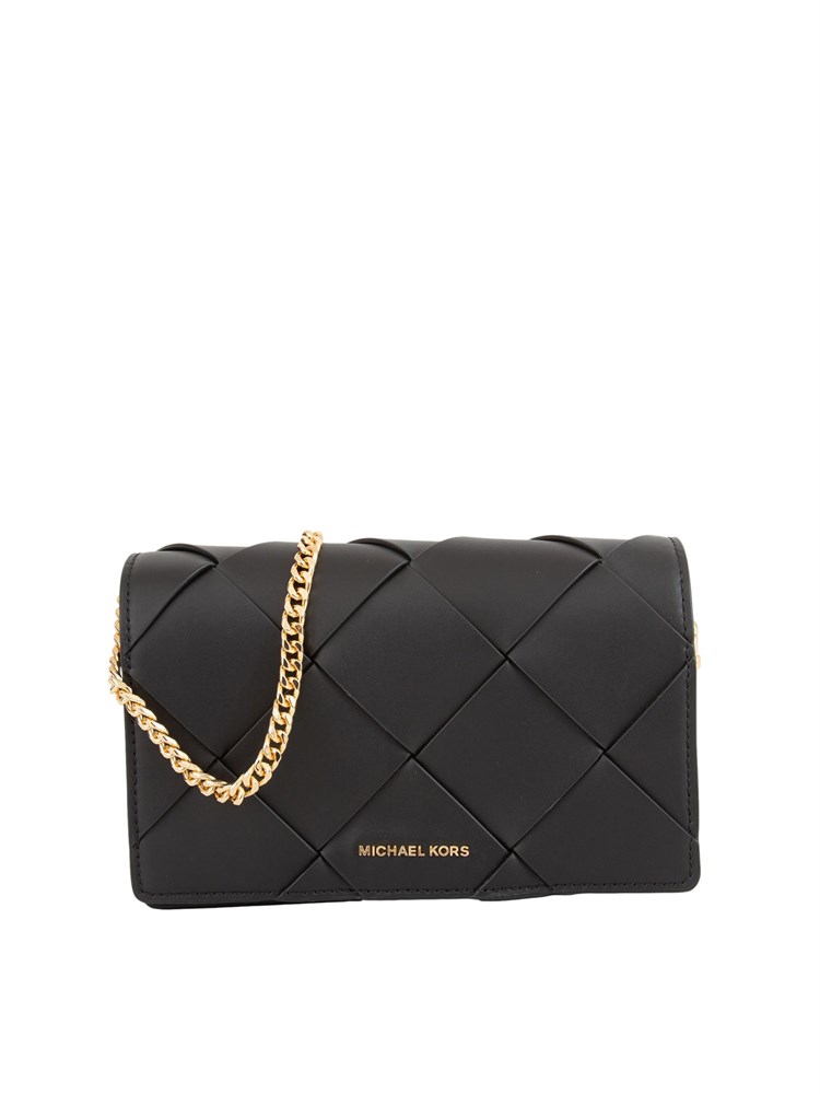 Borsa donna Michael Michael Kors modello Jet Set in pelle intrecciata nera