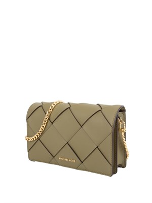 Borsa donna Michael Michael Kors modello Jet Set in pelle intrecciata verde in DONNA