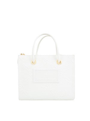 Borsa piccola Elisabetta Franchi in rafia jacquard bianca in DONNA