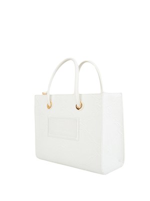 Borsa piccola Elisabetta Franchi in rafia jacquard bianca in DONNA