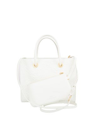 Borsa piccola Elisabetta Franchi in rafia jacquard bianca in DONNA