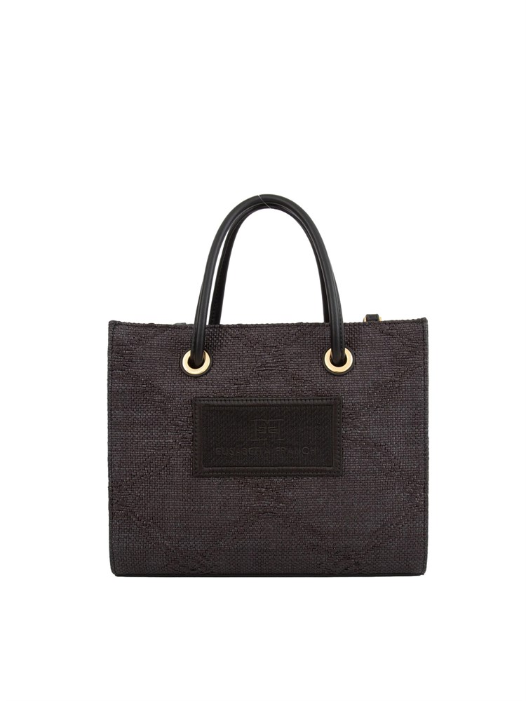 Borsa piccola Elisabetta Franchi in rafia jacquard nera