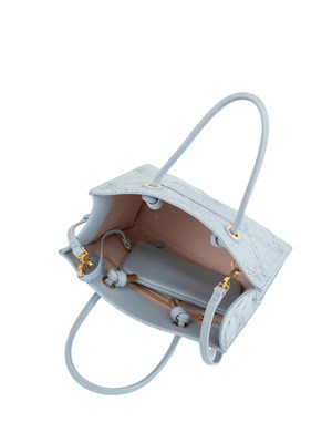 Borsa piccola Elisabetta Franchi in rafia jacquard azzurra in DONNA
