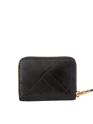 Portafoglio nero Elisabetta Franchi in ecopelle con zip e  logo oro in DONNA