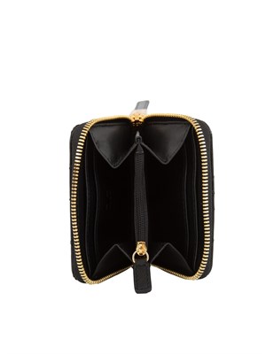 Portafoglio nero Elisabetta Franchi in ecopelle con zip e  logo oro in DONNA