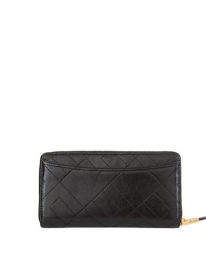 Portafoglio nero Elisabetta Franchi in ecopelle con texture lucida e cuciture in DONNA