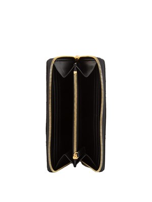 Portafoglio nero Elisabetta Franchi in ecopelle con texture lucida e cuciture in DONNA