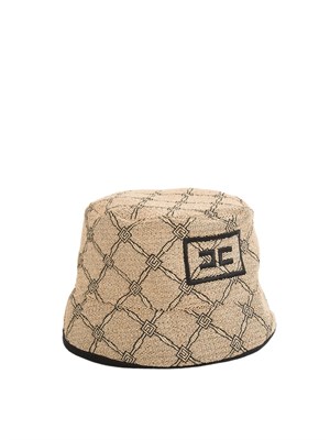 Cappello bucket Elisabetta Franchi in rafia con losanga in DONNA