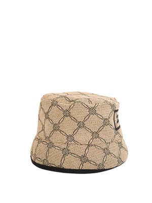 Cappello bucket Elisabetta Franchi in rafia con losanga in DONNA