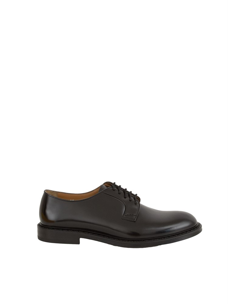 Scarpa stringata uomo Doucal's in pelle nera modello Derby a cinque fori