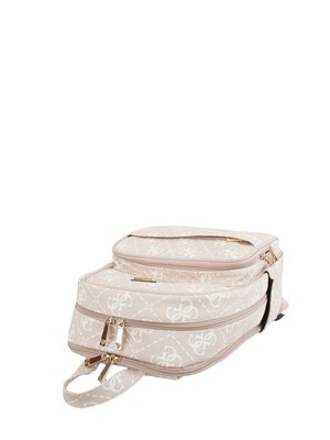 Zaino donna Guess Jeans in pelle sintetica cipria e logo 4G all over in DONNA