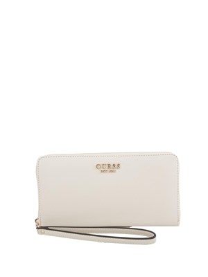 Portafoglio donna Guess Jeans in ecopelle panna con zip ad apertura ampia in DONNA