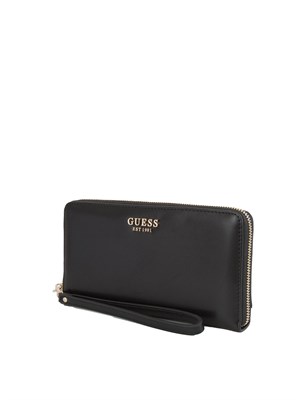 Portafoglio donna Guess Jeans in ecopelle nera con effetto matelassé in DONNA