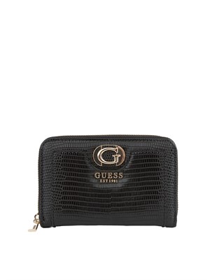 Portafoglio donna Guess Jeans in ecopelle nera effetto coccodrillo in DONNA