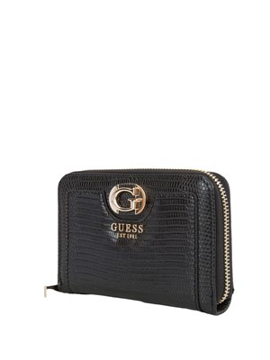 Portafoglio donna Guess Jeans in ecopelle nera effetto coccodrillo in DONNA